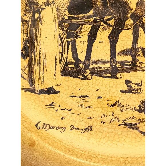 COLLECTOR PLATE-RIDGEWAY-COACHING DAYS COACHING WAYS-Vintage-Gold-Woman & Dog - Picture 3 of 10
